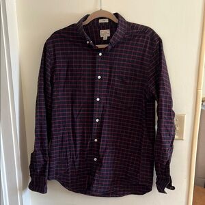 J.Crew Men's Dark Blue and Red Plaid Shirt 100% Cotton Long Sleeve size Medium
